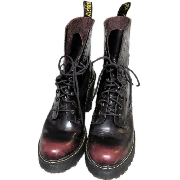 ✨SOLD✨ Dr Martens Kendra Cherry Red Arcadia Genuine Leather Boots Sz 10 - Picture 6 of 10